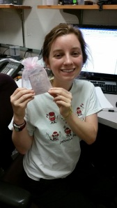 My coworker with her Vichy sample bag!