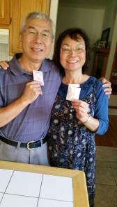 Mom and Dad with samples! :)