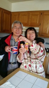 My parents having fun with the coffee enhancers!